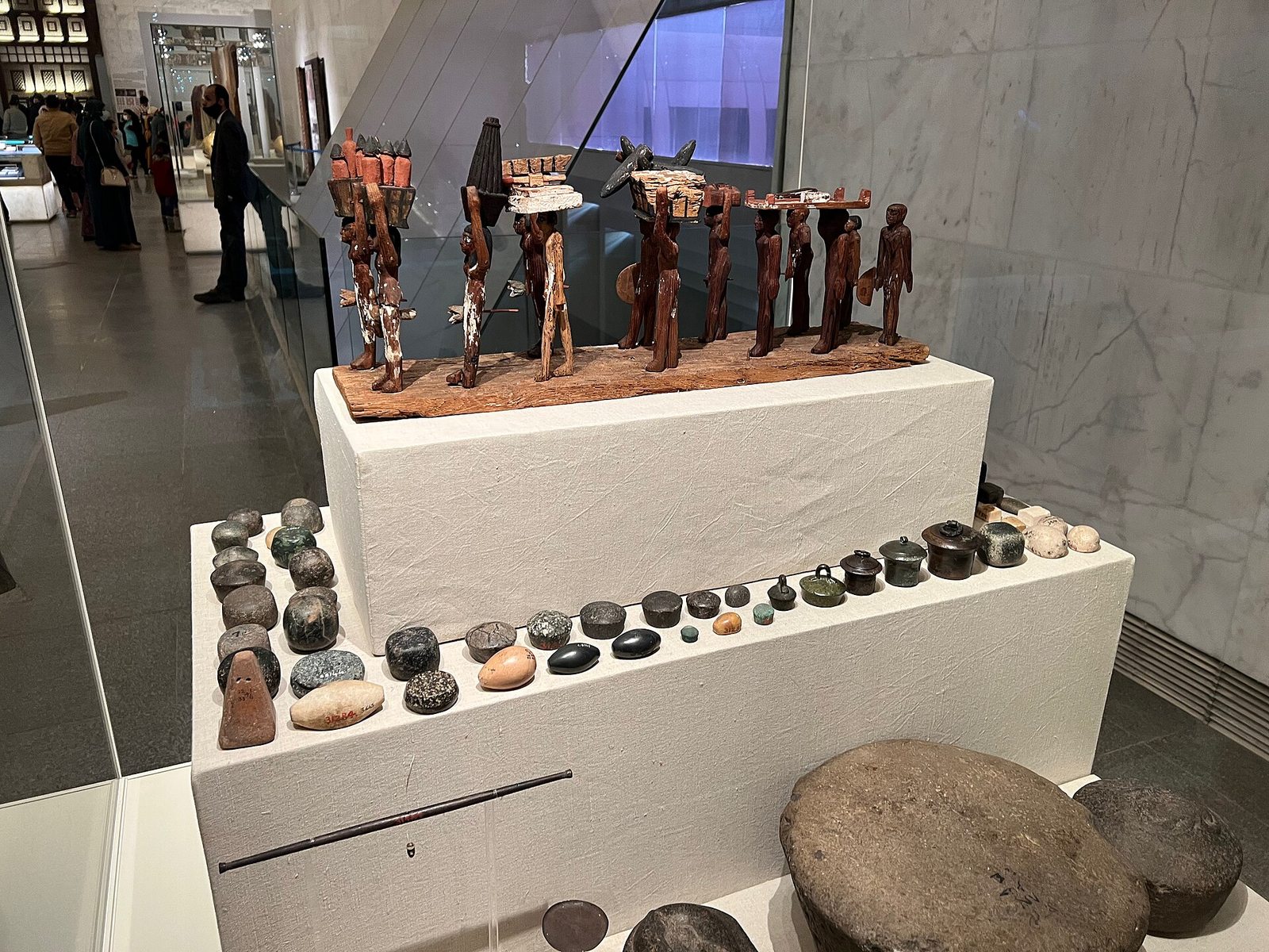 Museum gallery sequence at the National Museum of Egyptian Civilization